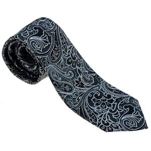 Eagle Shirtmakers Paisley Blue / Gray / Silver - 100% Silk Neck Tie Necktie